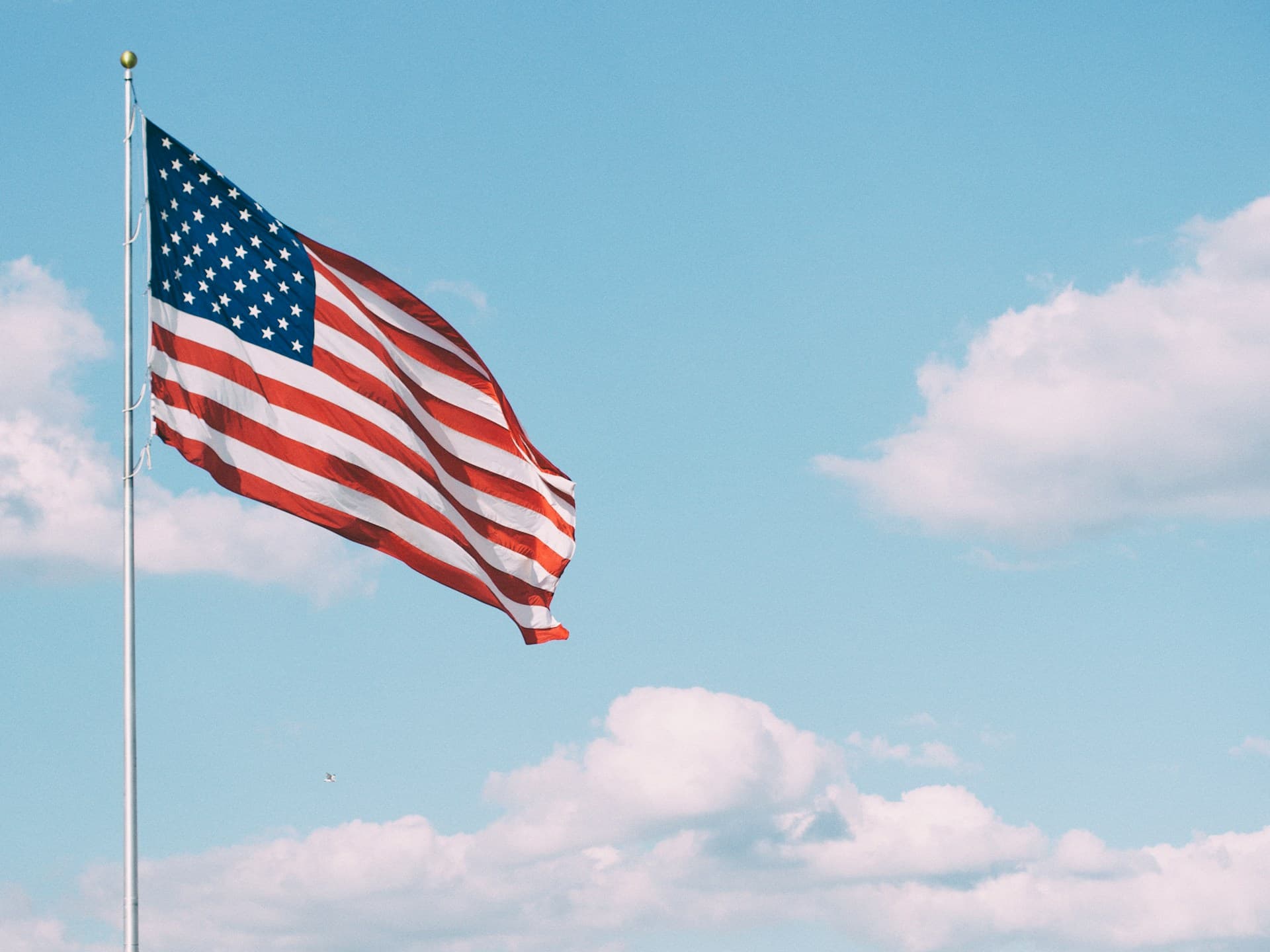 American flag waving in the wind